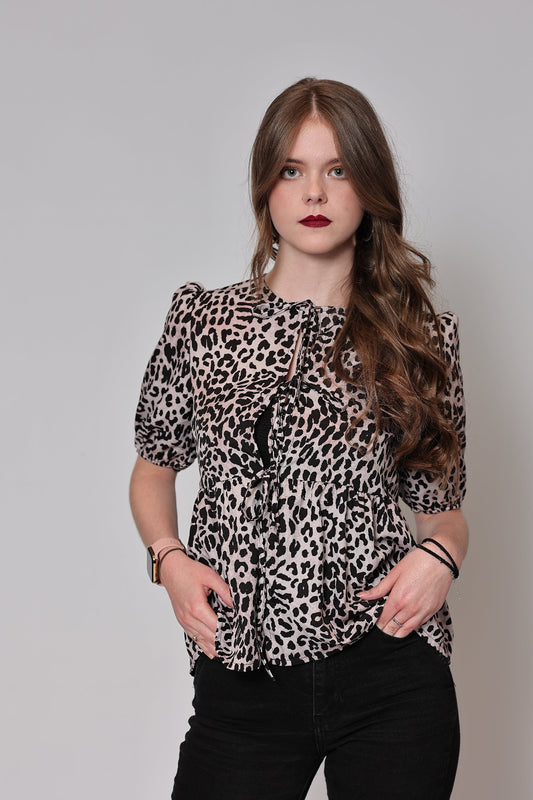 Chemise à noeuds léopard Leyla